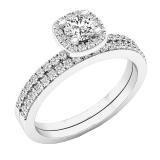 0.65 Carat (ctw) 10K White Gold Round White Diamond Bridal Engagement Ring Set