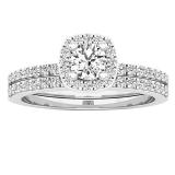 0.65 Carat (ctw) 10K White Gold Round White Diamond Bridal Engagement Ring Set