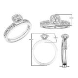 0.65 Carat (ctw) 10K White Gold Round White Diamond Bridal Engagement Ring Set