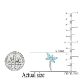 Sterling Silver Marquise & Round Blue & White Topaz Ladies Dragonfly Stud Earrings