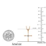 0.06 Carat (ctw) 10K Rose Gold Round White Diamond Ladies Cross Pendant (Gold Chain Included)