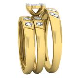 0.15 Carat (ctw) 10K Yellow Gold Round Diamond Men's & Women's Engagement Ring Trio Set
