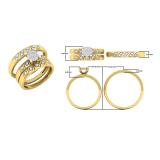 0.15 Carat (ctw) 10K Yellow Gold Round Diamond Men's & Women's Engagement Ring Trio Set