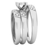 0.15 Carat (ctw) 14K White Gold Round Diamond Men's & Women's Engagement Ring Trio Set