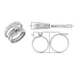 0.15 Carat (ctw) 14K White Gold Round Diamond Men's & Women's Engagement Ring Trio Set