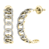 0.30 Carat (ctw) 18K Yellow Gold Round White Diamond Ladies Hoop Earrings 1/3 CT