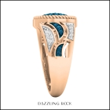 0.55 Carat (ctw) 10K Rose Gold Round White & Blue Diamond Ladies Cluster Fashion Ring 1/2 CT