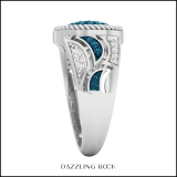 0.55 Carat (ctw) 14K White Gold Round White & Blue Diamond Ladies Cluster Fashion Ring 1/2 CT