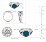 0.55 Carat (ctw) 14K White Gold Round White & Blue Diamond Ladies Cluster Fashion Ring 1/2 CT