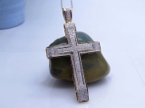 1.45 Carat (ctw) Yellow Plated Sterling Silver Diamond Mens Religious Cross Pendant 1 1/2 CT