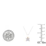 0.40 Carat (ctw) 10K Rose Gold Princess Diamond Solitaire Pendant (Silver Chain Included)