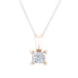 0.40 Carat (ctw) 18K Rose Gold Princess Diamond Solitaire Pendant (Silver Chain Included)