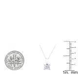 0.40 Carat (ctw) 18K White Gold Princess Diamond Solitaire Pendant (Silver Chain Included)