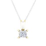 0.40 Carat (ctw) 18K Yellow Gold Princess Diamond Solitaire Pendant (Silver Chain Included)