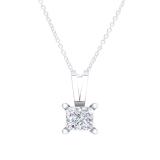 0.40 Carat (ctw) 18K White Gold Princess Diamond Solitaire Pendant (Gold Chain Included)