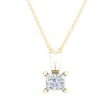 0.40 Carat (ctw) 18K Yellow Gold Princess Diamond Solitaire Pendant (Gold Chain Included)