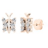 0.30 Carat (ctw) 18K Rose Gold Round Diamond Ladies Butterfly Stud Earrings 1/3 CT