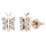 0.30 Carat (ctw) 18K Rose Gold Round Diamond Ladies Butterfly Stud Earrings 1/3 CT