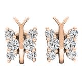 0.30 Carat (ctw) 18K Rose Gold Round Diamond Ladies Butterfly Stud Earrings 1/3 CT