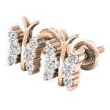 0.30 Carat (ctw) 18K Rose Gold Round Diamond Ladies Butterfly Stud Earrings 1/3 CT