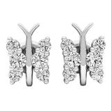 0.30 Carat (ctw) 18K White Gold Round Diamond Ladies Butterfly Stud Earrings 1/3 CT