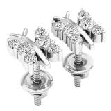 0.30 Carat (ctw) 18K White Gold Round Diamond Ladies Butterfly Stud Earrings 1/3 CT
