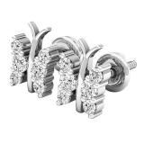 0.30 Carat (ctw) 18K White Gold Round Diamond Ladies Butterfly Stud Earrings 1/3 CT
