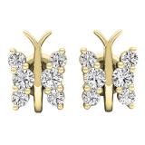 0.30 Carat (ctw) 18K Yellow Gold Round Diamond Ladies Butterfly Stud Earrings 1/3 CT