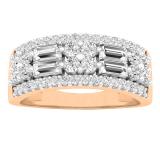 1.00 Carat (ctw) 10K Rose Gold Round & Baguette Diamond Ladies Anniversary Wedding Ring Band 1 CT