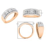 1.00 Carat (ctw) 10K Rose Gold Round & Baguette Diamond Ladies Anniversary Wedding Ring Band 1 CT