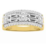 1.00 Carat (ctw) 18K Yellow Gold Round & Baguette Diamond Ladies Anniversary Wedding Ring Band 1 CT
