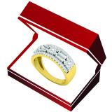 1.00 Carat (ctw) 18K Yellow Gold Round & Baguette Diamond Ladies Anniversary Wedding Ring Band 1 CT