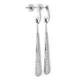 0.45 Carat (ctw) 14K White Gold Round Diamond Ladies Vintage Dangling Teardrop Earrings 1/2 CT