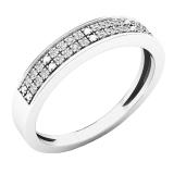 0.10 Carat (ctw) Sterling Silver Round Diamond Ladies Anniversary Wedding Stackable Band 1/10 CT