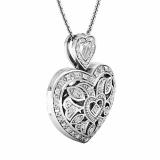 0.30 Carat (ctw) Sterling Silver Round Diamond Ladies Heart Pendant 1/3 CT (Silver Chain Included)