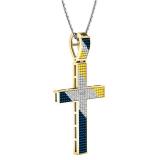 0.40 Carat (ctw) Yellow Plated Sterling Silver Yellow Diamond Mens Hip Hop Religious Cross Pendant
