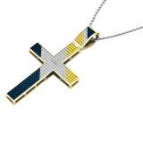 0.40 Carat (ctw) Yellow Plated Sterling Silver Yellow Diamond Mens Hip Hop Religious Cross Pendant