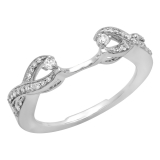 0.24 Carat (ctw) 10K White Gold White Diamond Swirl Anniversary Wedding Band Ring 1/4 CT