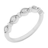 0.10 Carat (ctw) 10K White Gold Round White Diamond Ladies Wedding Stackable Band 1/10 CT