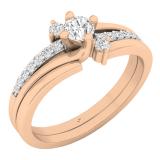 0.40 Carat (ctw) 10K Rose Gold Round White Diamond Ladies Engagement Ring Set