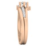0.40 Carat (ctw) 10K Rose Gold Round White Diamond Ladies Engagement Ring Set