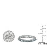Sterling Silver Round & Oval White & Blue Topaz Ladies Tennis Bracelet