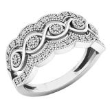 0.20 Carat (ctw) 10K White Gold Round Diamond Ladies 5 Stone Vintage Swirl Engagement Ring 1/5 CT
