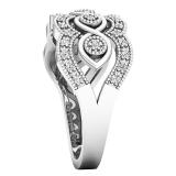 0.20 Carat (ctw) 10K White Gold Round Diamond Ladies 5 Stone Vintage Swirl Engagement Ring 1/5 CT