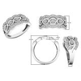 0.20 Carat (ctw) 10K White Gold Round Diamond Ladies 5 Stone Vintage Swirl Engagement Ring 1/5 CT