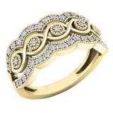 0.20 Carat (ctw) 18K Yellow Gold Round Diamond Ladies 5 Stone Vintage Swirl Engagement Ring 1/5 CT