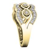 0.20 Carat (ctw) 18K Yellow Gold Round Diamond Ladies 5 Stone Vintage Swirl Engagement Ring 1/5 CT