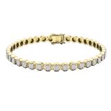 1.00 Carat (ctw) 10K Yellow Gold Round White Diamond Ladies Tennis Bracelet 1 CT