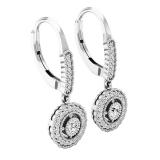 0.50 Carat (ctw) 10K White Gold Round Diamond Ladies Halo Style Dangling Drop Earrings 1/2 CT