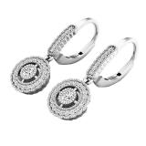 0.50 Carat (ctw) 10K White Gold Round Diamond Ladies Halo Style Dangling Drop Earrings 1/2 CT